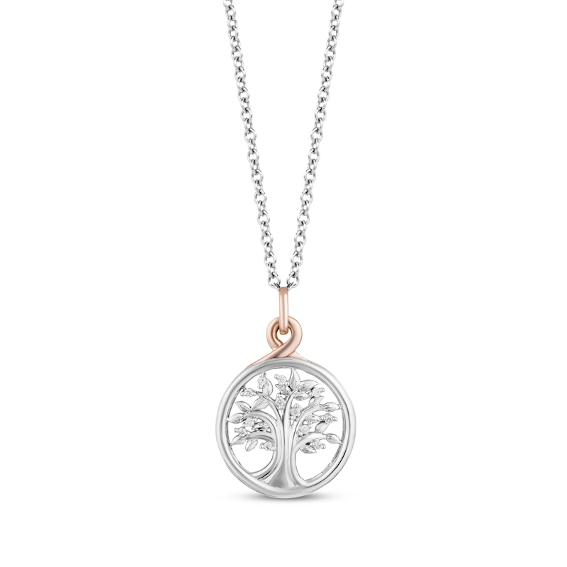 Main Image 1 of Hallmark Diamonds Necklace 1/20 ct tw Sterling Silver & 10K Rose Gold 18&quot;