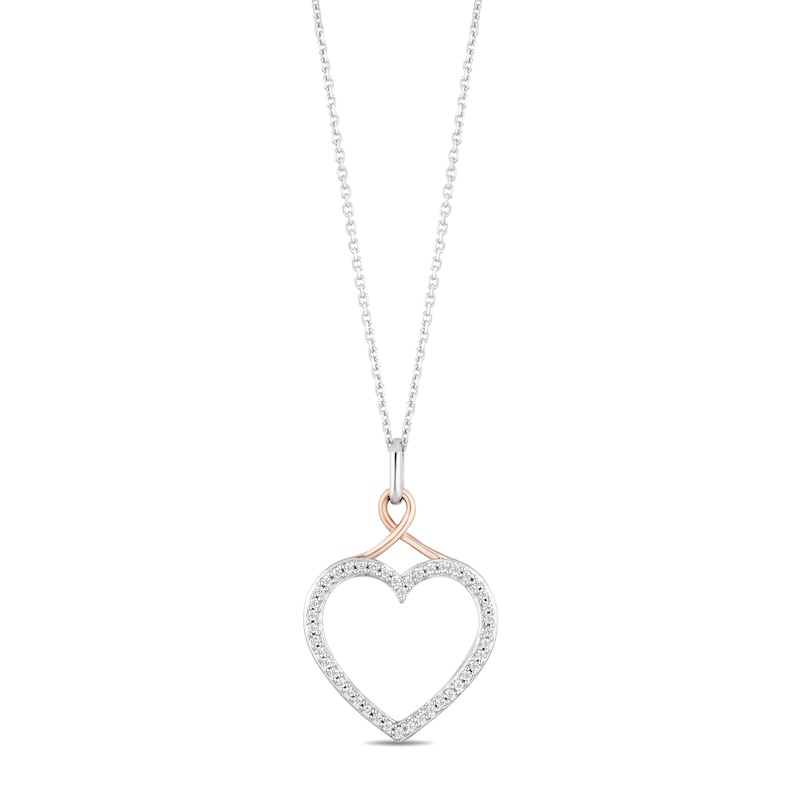 Hallmark Diamonds Necklace 1/5 ct tw Sterling Silver & 10K Rose Gold 18"