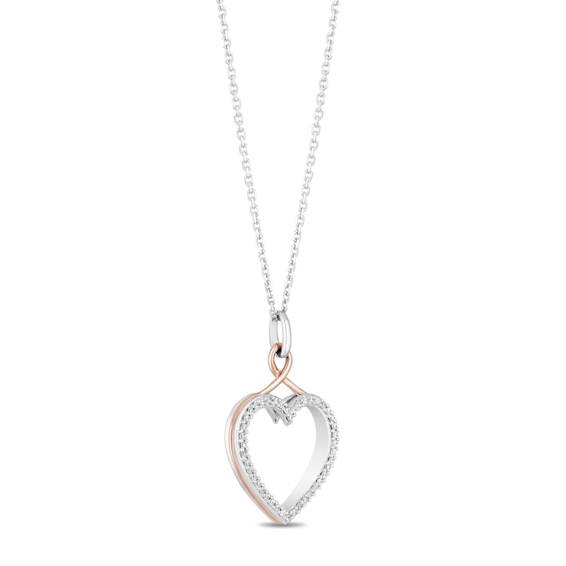 Hallmark Diamonds Necklace 1/5 ct tw Sterling Silver & 10K Rose Gold 18"