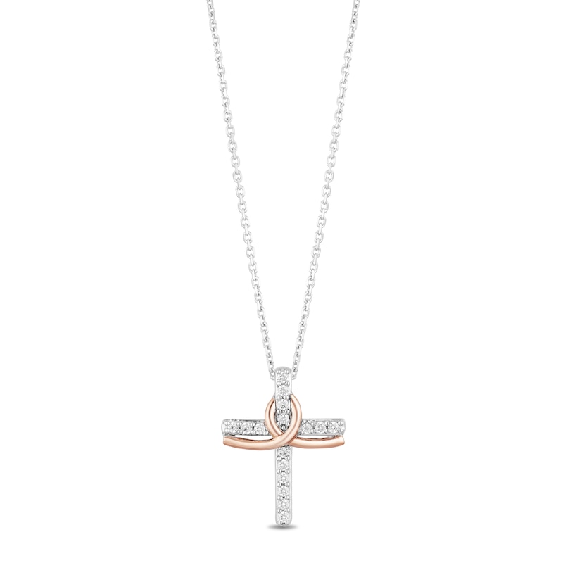 Hallmark Diamonds Necklace 1/10 ct tw Sterling Silver & 10K Rose Gold 18"