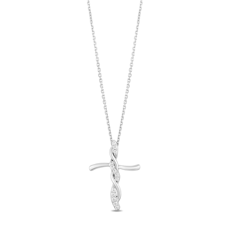 Main Image 1 of Hallmark Diamonds Cross Necklace 1/10 ct tw Sterling Silver 18&quot;
