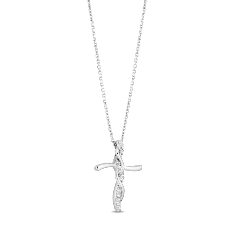 Main Image 2 of Hallmark Diamonds Cross Necklace 1/10 ct tw Sterling Silver 18&quot;