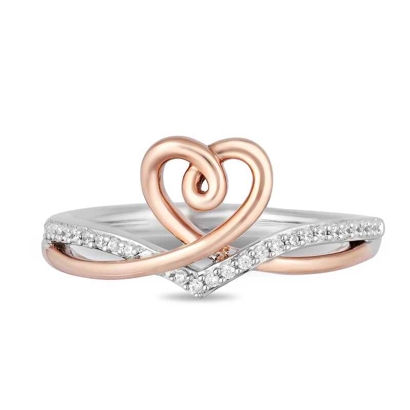Hallmark Diamond Heart Ring 1/10 ct tw Sterling Silver & 10K Rose Gold
