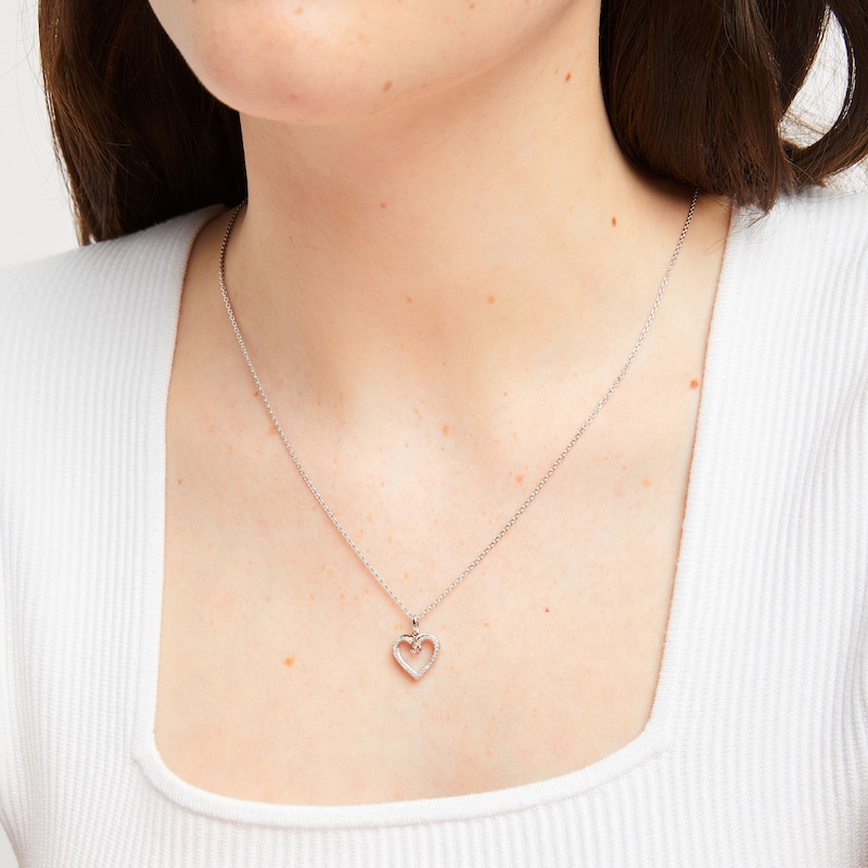 Main Image 3 of Hallmark Diamonds Heart Necklace 1/10 ct tw Sterling Silver & 10K Rose Gold 18&quot;