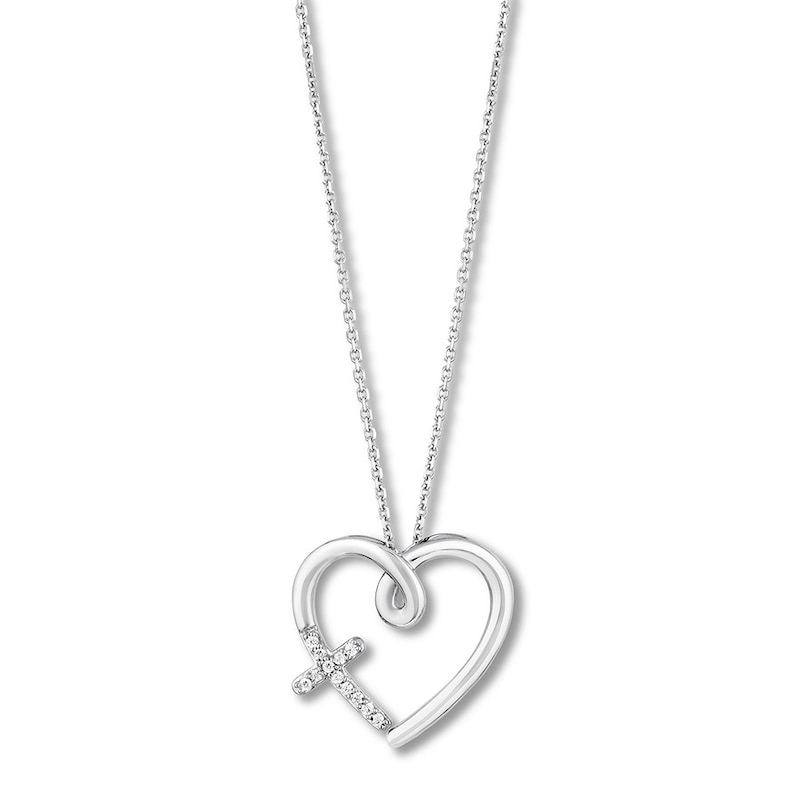 Sterling Silver Natural Diamond Heart Locket Pendant Chain Necklace