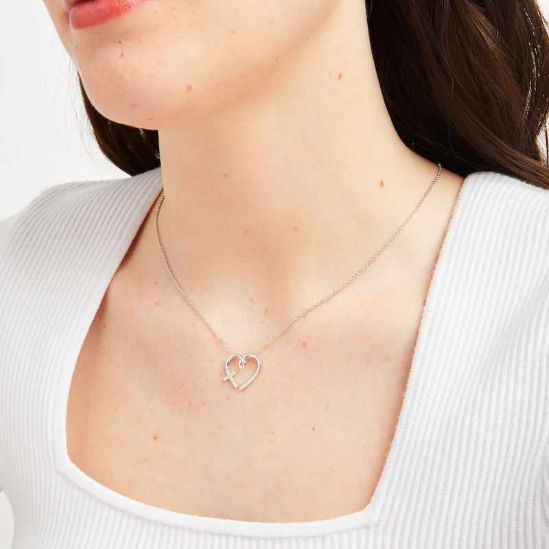 Main Image 3 of Hallmark Diamonds Heart Necklace 1/20 ct tw Sterling Silver 18&quot;
