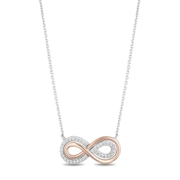 Hallmark Diamonds Necklace 1/10 ct tw Sterling Silver & 10K Rose Gold 18&quot;
