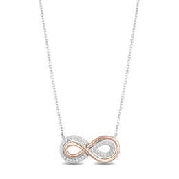 Hallmark Diamonds Necklace 1/10 ct tw Sterling Silver & 10K Rose Gold 18"