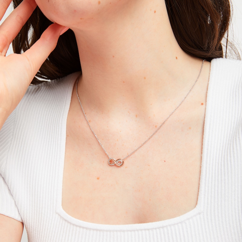 Main Image 3 of Hallmark Diamonds Necklace 1/10 ct tw Sterling Silver & 10K Rose Gold 18&quot;