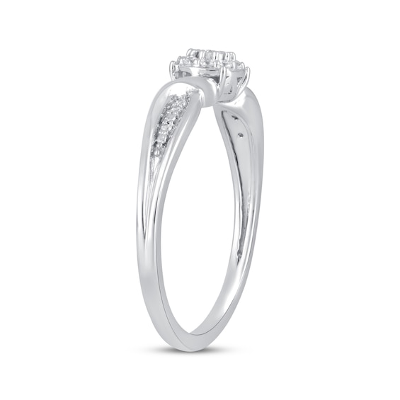 Thumbnail Image 2 of Diamond Halo Twist Promise Ring 1/10 ct tw 10K White Gold