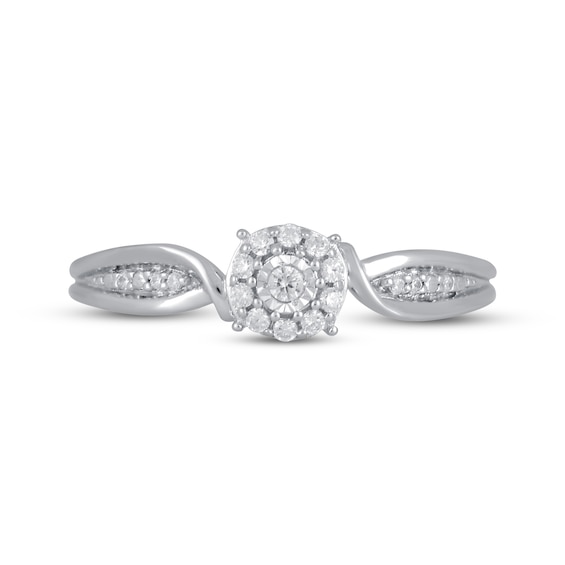 Thumbnail Image 3 of Diamond Halo Twist Promise Ring 1/10 ct tw 10K White Gold