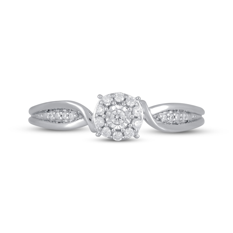 Main Image 3 of Diamond Halo Twist Promise Ring 1/10 ct tw 10K White Gold