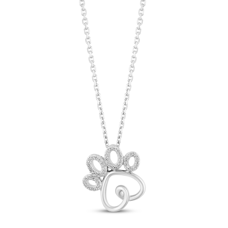 Main Image 1 of Hallmark Diamonds Paw Necklace 1/10 ct tw Sterling Silver 18&quot;