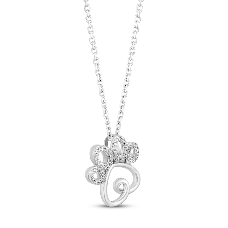 Main Image 2 of Hallmark Diamonds Paw Necklace 1/10 ct tw Sterling Silver 18&quot;