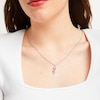 Thumbnail Image 2 of Hallmark Diamonds Flower Necklace 1/15 ct tw Sterling Silver & 10K Rose Gold 18"