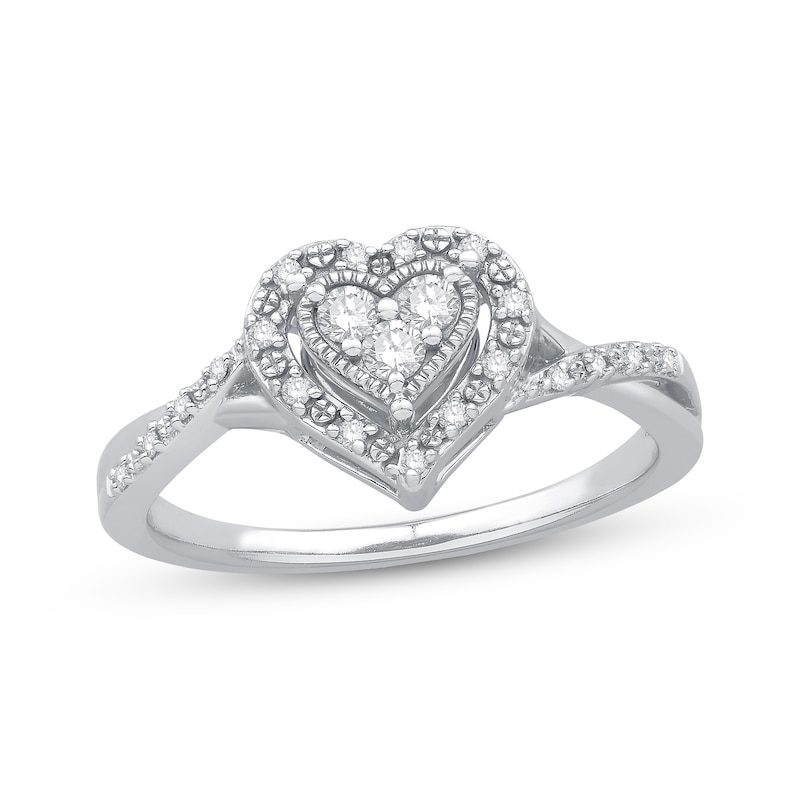 Diamond Heart Ring 1/5 ct tw Sterling Silver