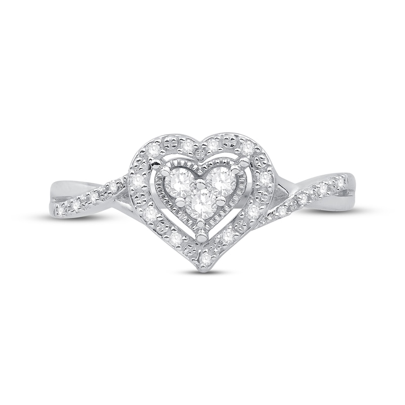 Main Image 3 of Multi-Diamond Heart Promise Ring 1/5 ct tw Sterling Silver