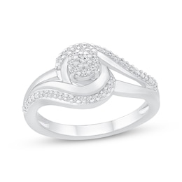 Multi-Diamond Bypass Promise Ring 1/6 ct tw Sterling Silver