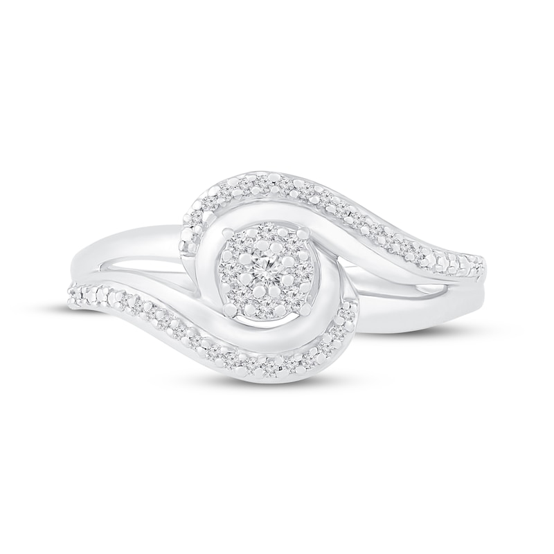 Main Image 2 of Multi-Diamond Bypass Promise Ring 1/6 ct tw Sterling Silver