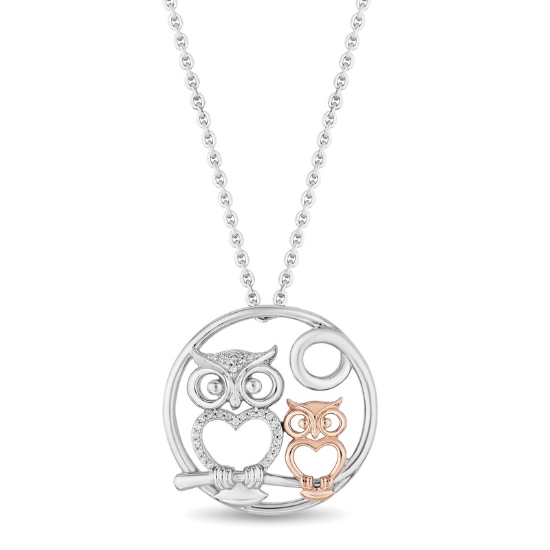Hallmark Diamonds Owl Necklace 1 Ct Tw 10k Rose Gold Sterling Silver 18 Kay