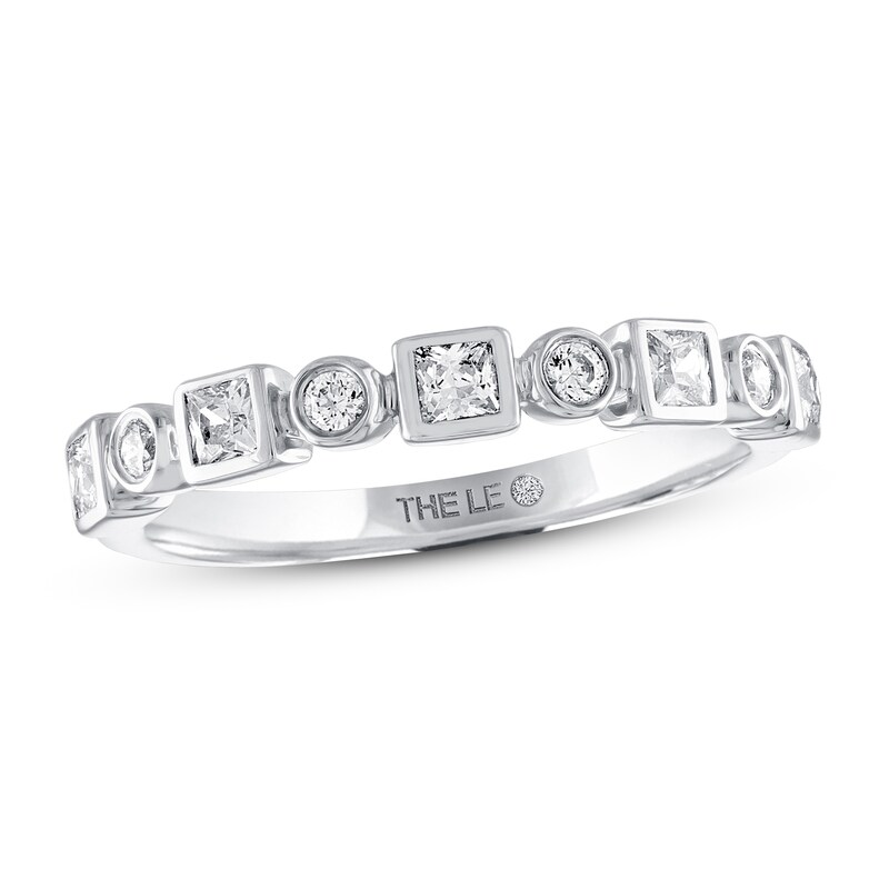 THE LEO Diamond Wedding Band 1/2 ct tw Princess & Round 14K White Gold