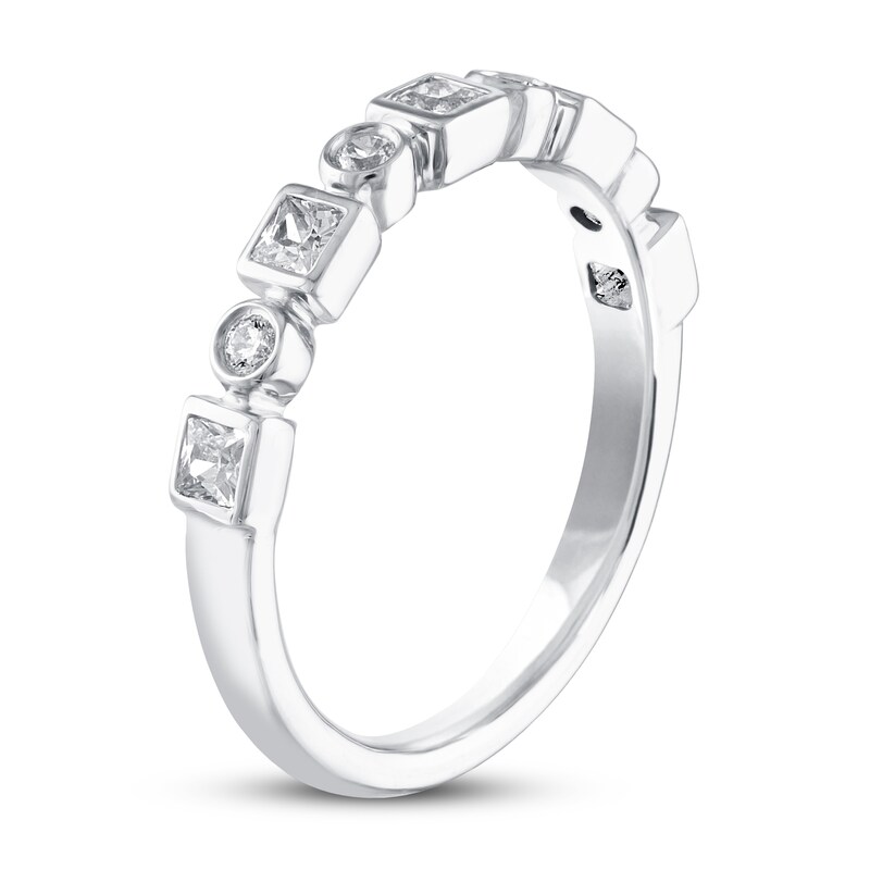 THE LEO Diamond Wedding Band 1/2 ct tw Princess & Round 14K White Gold