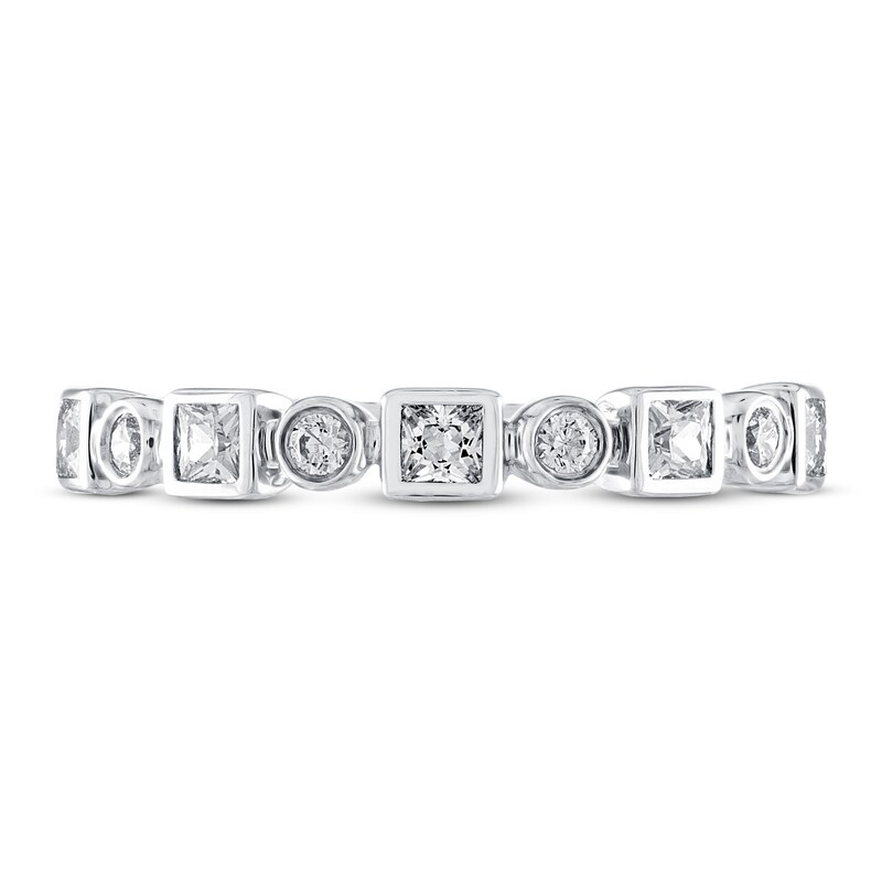 THE LEO Diamond Wedding Band 1/2 ct tw Princess & Round 14K White Gold