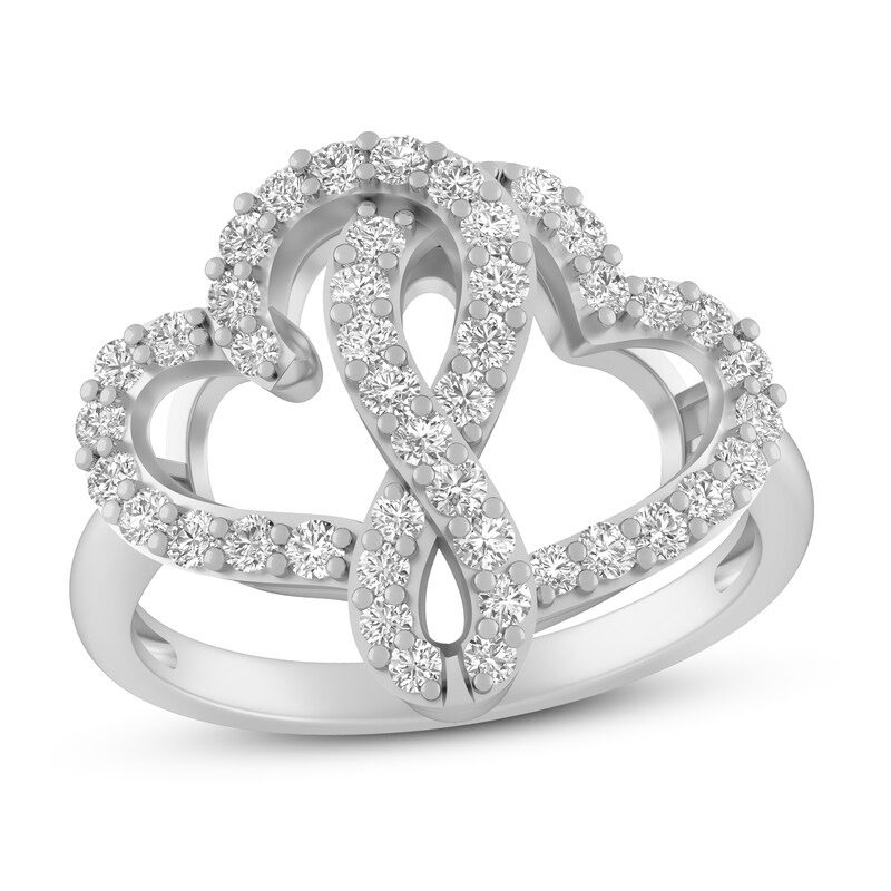 Joining Hearts Diamond Ring 1/2 ct tw 10K White Gold