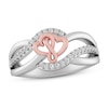 Thumbnail Image 0 of Joining Hearts Diamond Ring 1/8 ct tw 10K Rose Gold & Sterling Silver