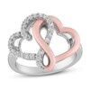 Joining Hearts Diamond Ring 1/4 ct tw 10K Rose Gold & Sterling Silver
