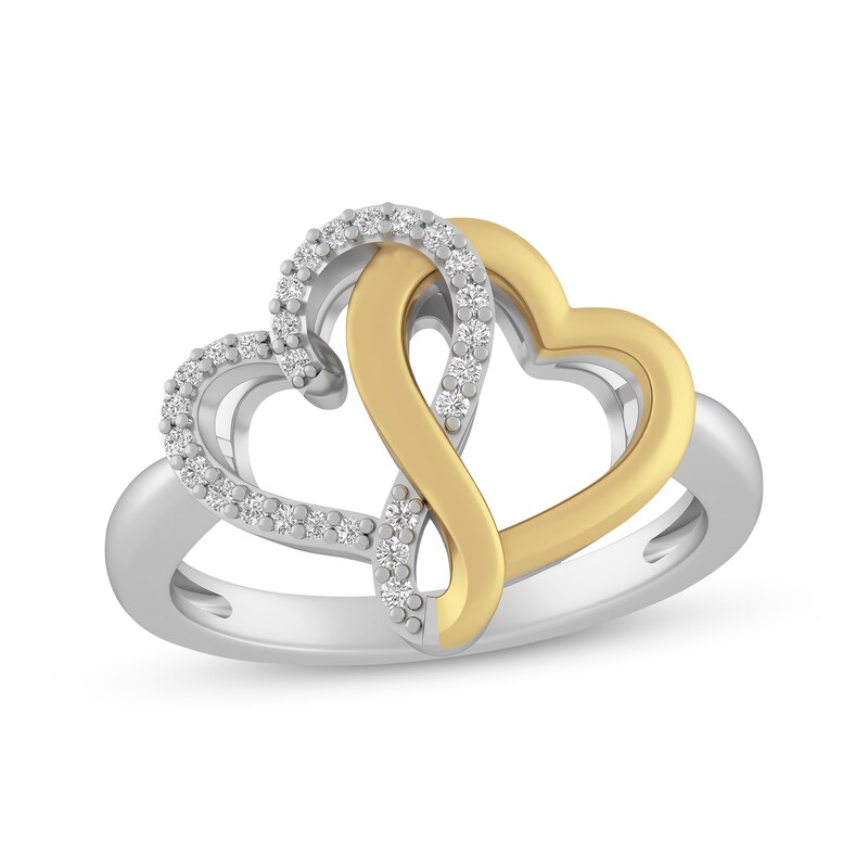 Joining Hearts Diamond Ring 1/10 ct tw 10K Yellow Gold Sterling Silver
