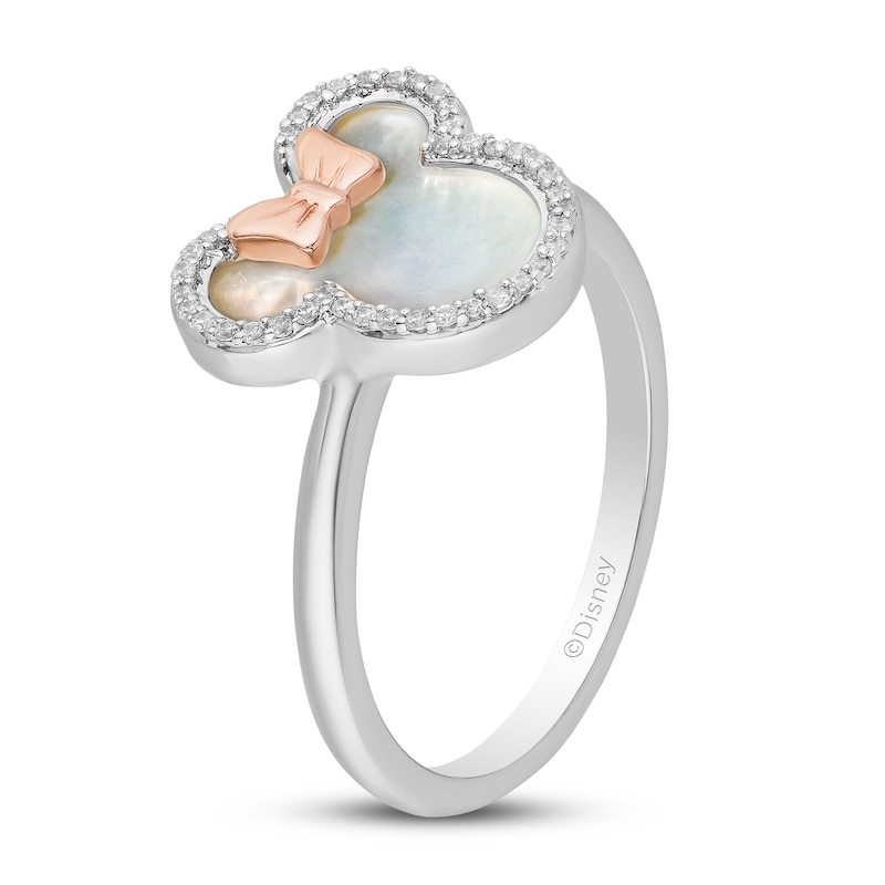 Main Image 2 of Disney Treasures Minnie Mouse Mother of Pearl & Diamond Ring 1/10 ct tw Sterling Silver & 10K Rose Gold