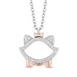 Disney Treasures The Aristocats Diamond Necklace 1/10 ct tw Sterling Silver & 10K Rose Gold 17&quot;
