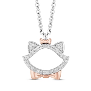 Disney Treasures The Aristocats Diamond Necklace 1/10 ct tw Sterling Silver  10K Rose Gold 17