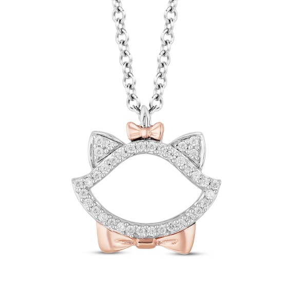 Kay Disney Treasures The Aristocats Diamond Necklace 1/10 ct tw Sterling Silver & 10K Rose Gold 17"