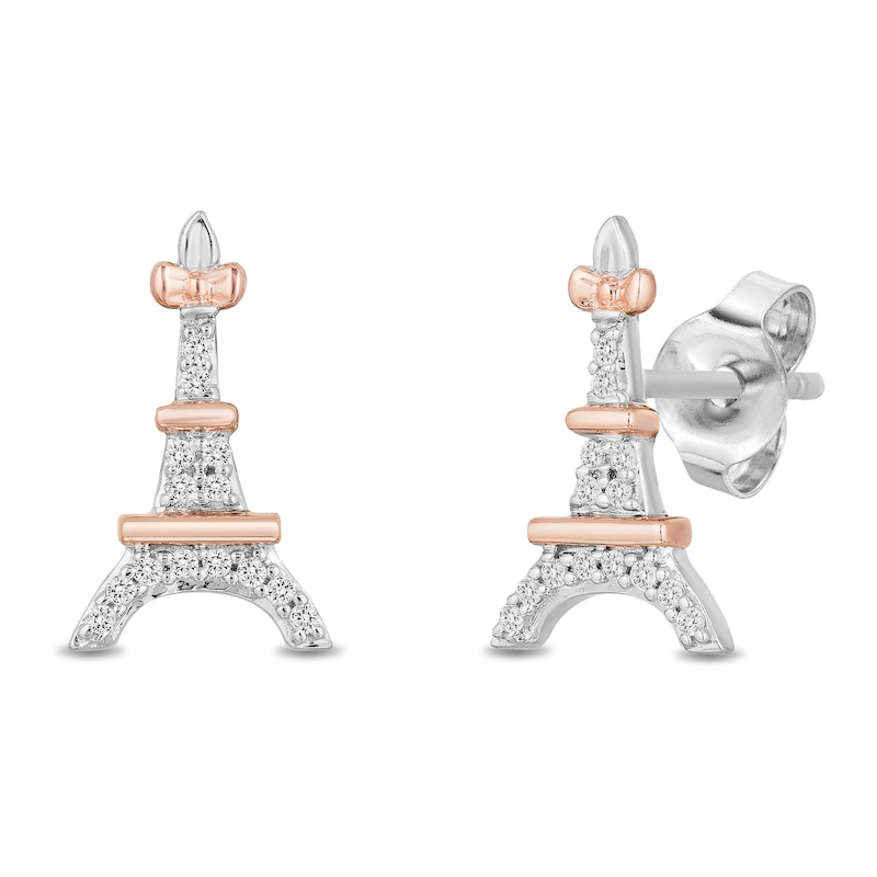 Disney Treasures The Aristocats Diamond Earrings 1/15 ct tw Sterling Silver & 10K Rose Gold