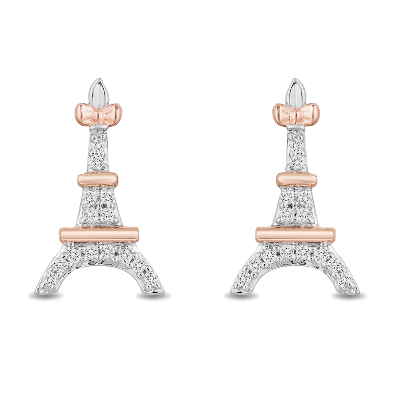 Disney Treasures The Aristocats Diamond Earrings 1/15 ct tw Sterling Silver & 10K Rose Gold