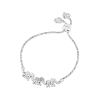 Disney Treasures The Lion King Diamond Elephant Bolo Bracelet 1/20 ct tw Sterling Silver 9"