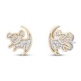 Disney Treasures The Lion King Earrings 1/10 ct tw Diamonds 10K Yellow Gold & Sterling Silver