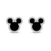 Disney Treasures Mickey Mouse Black Onyx & Diamond Earrings 1/6 ct tw Sterling Silver