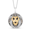 Disney Treasures The Lion King Lion Necklace 1/6 ct tw Black/White Diamonds 10K Yellow Gold Sterling Silver 17"