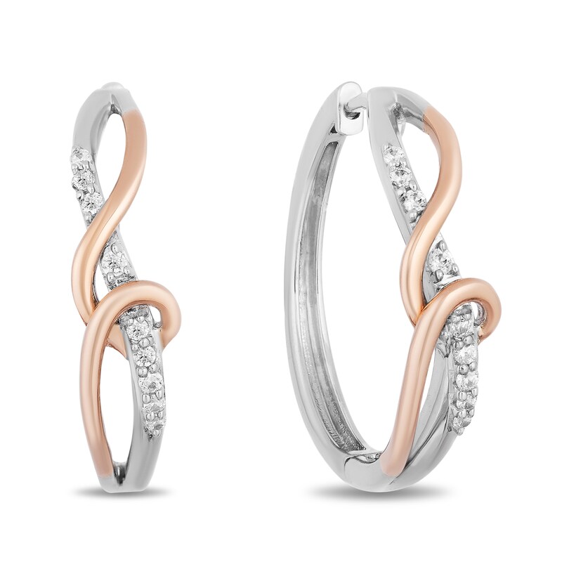 Hallmark Diamonds Hoop Earrings 1/16 ct tw 10K Rose Gold & Sterling SIlver