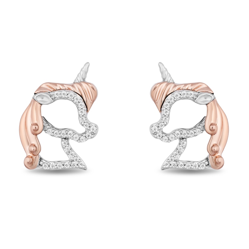 Disney Treasures Fantasia Diamond Earrings 1/10 ct tw Sterling Silver/10K Rose Gold