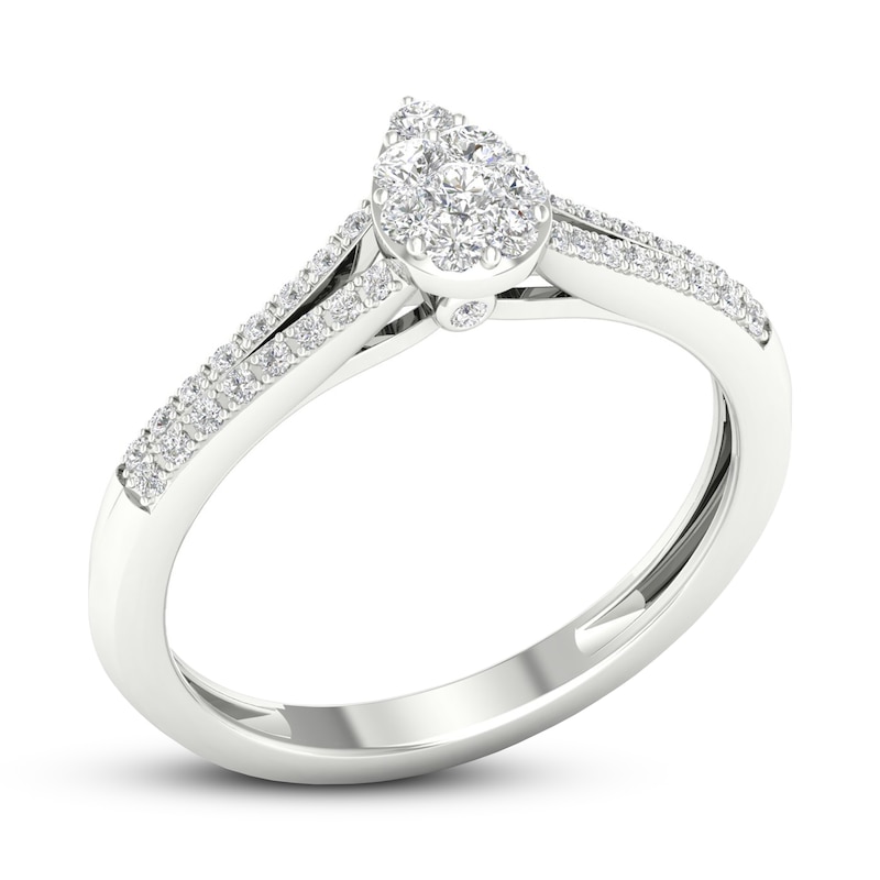 Main Image 4 of Multi-Diamond Teardrop Promise Ring 1/4 ct tw Sterling Silver