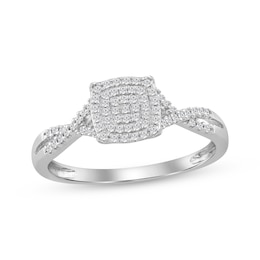 Diamond Cushion-Shaped Promise Ring 1/6 ct tw 10K White Gold