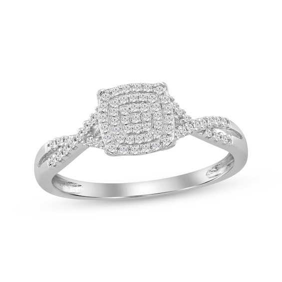 Diamond Cushion-Shaped Promise Ring 1/6 ct tw 10K White Gold
