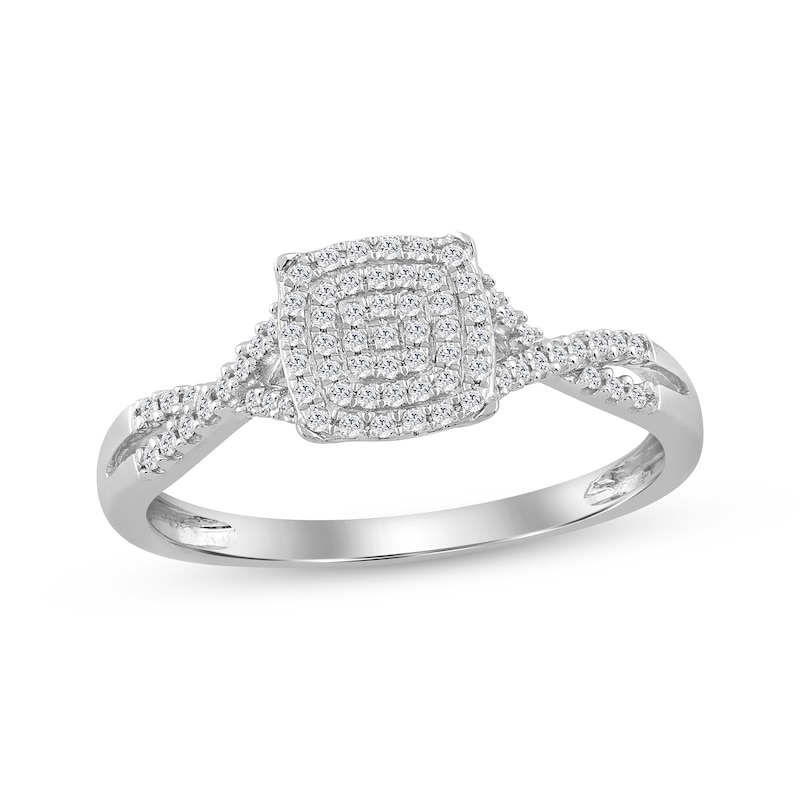 Main Image 1 of Diamond Cushion-Shaped Promise Ring 1/6 ct tw 10K White Gold