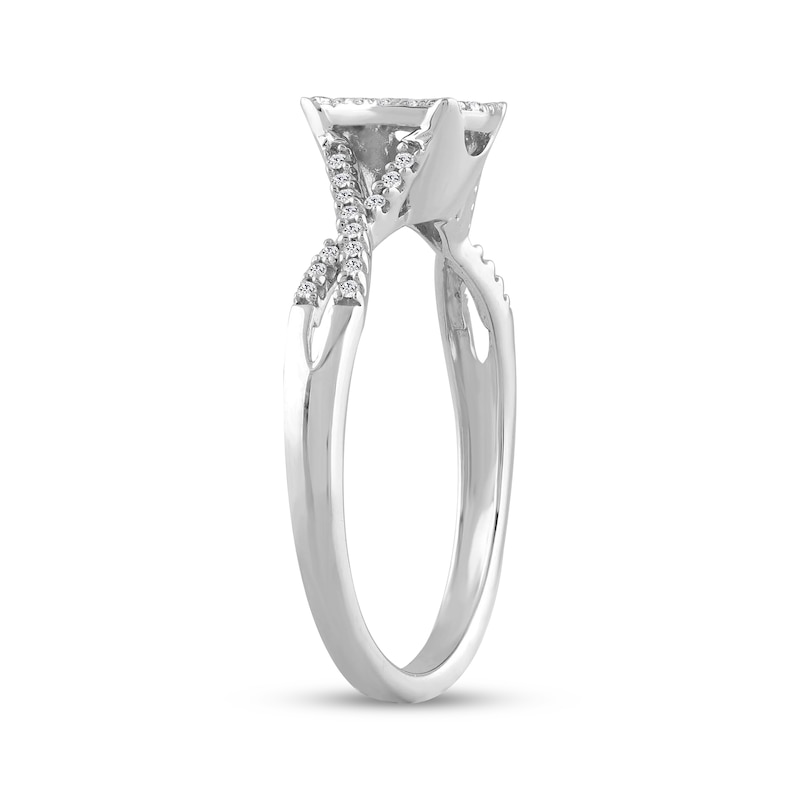 Main Image 2 of Diamond Cushion-Shaped Promise Ring 1/6 ct tw 10K White Gold
