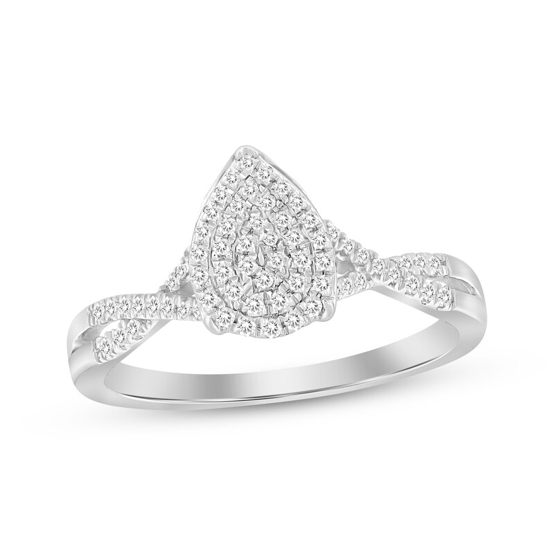 Main Image 1 of Multi-Diamond Pear-Shaped Promise Ring 1/6 ct tw 10K White Gold