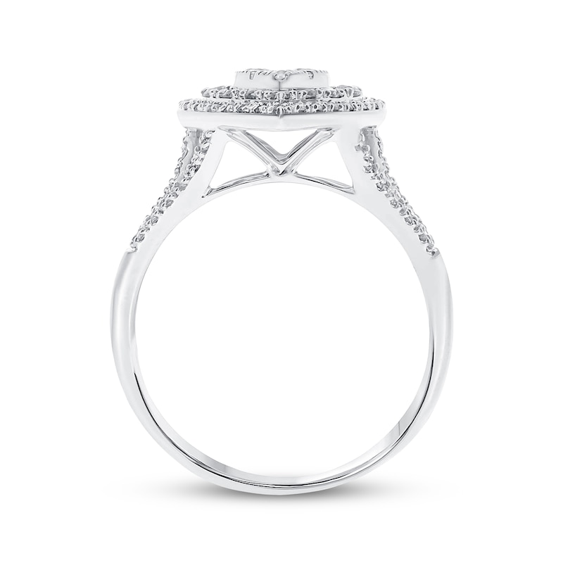 Diamond Heart Ring 1/2 ct tw Round-cut 10K White Gold